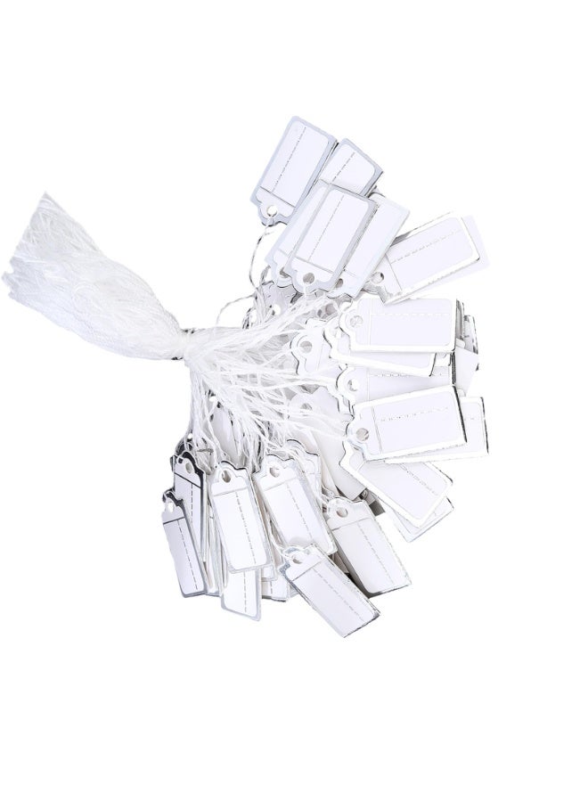 fantasize 500 pcs Jewelry Price Tags with String Attached, Paper Price Labels, Display Clothing Tags Display Label, Writable Prices, Marking Strung Tags with Elastic String and Reinforced Eyelet (Silver) - Image 1